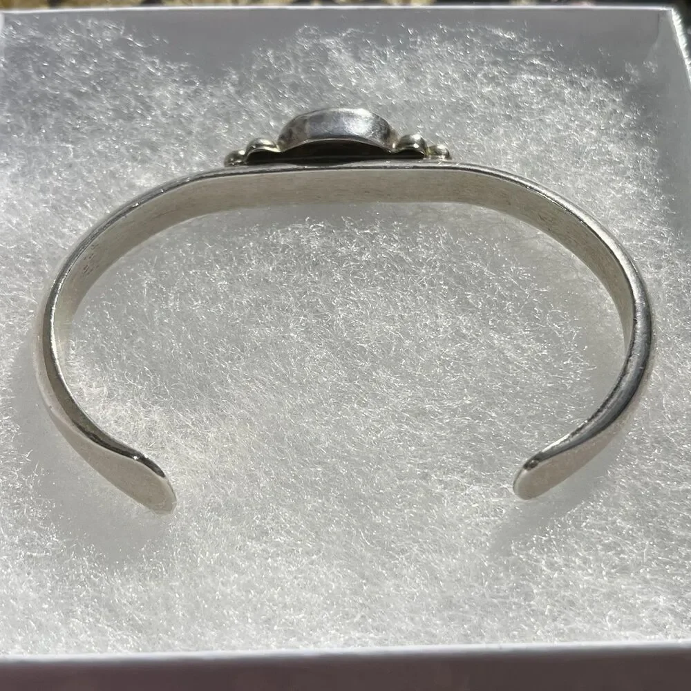 Vintage Navajo Cuff Bracelet Sterling Silver 925 Lapis Lazuli Blue 28g Boho 20s